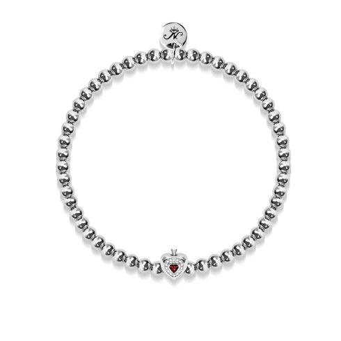 janvier | Pierre de naissance grenat | Argent | Bracelet Coeur Cristal